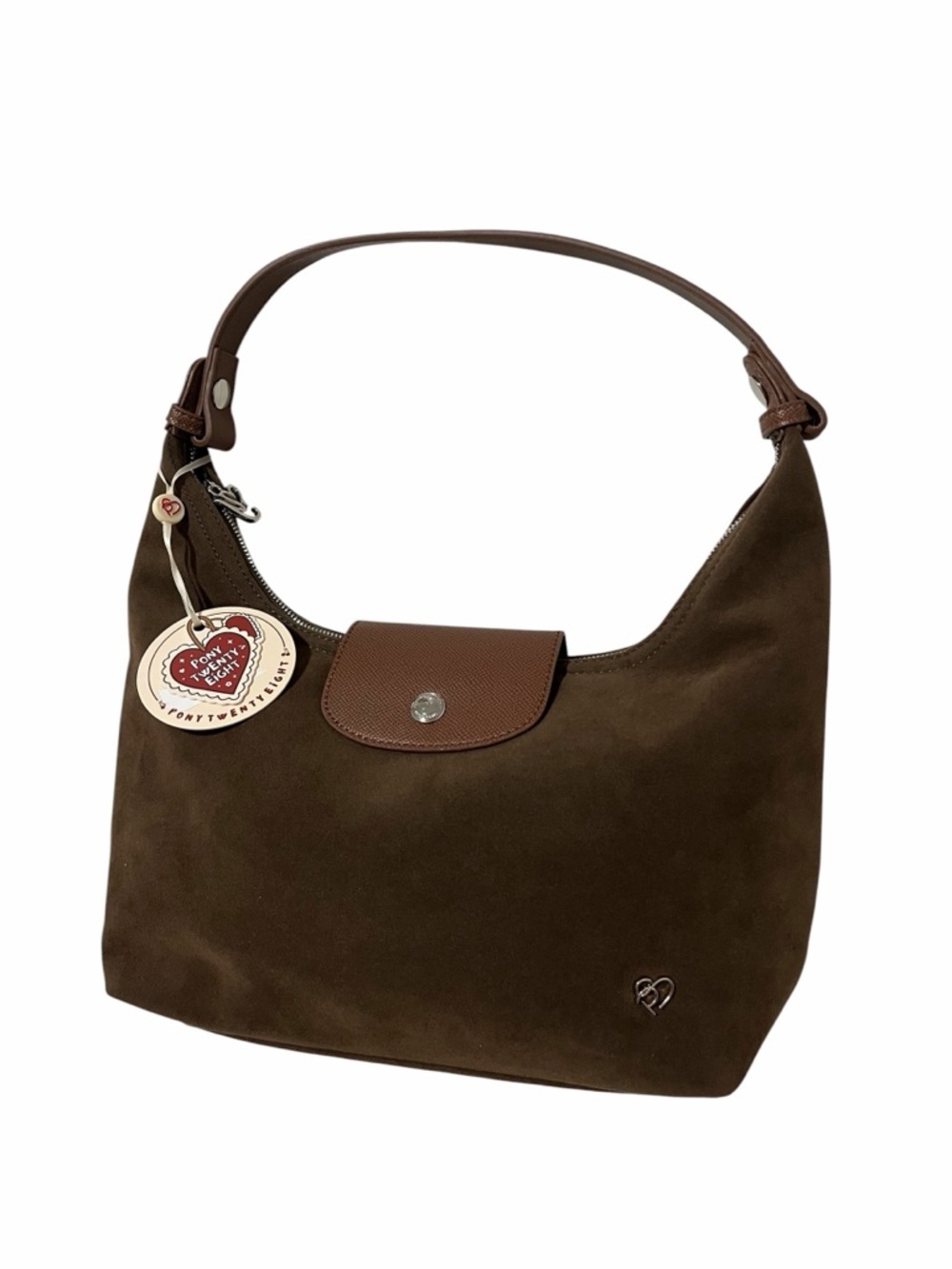 Dark Brown Suede Two Way Bag with Leather Trim - Picture 2 of 13